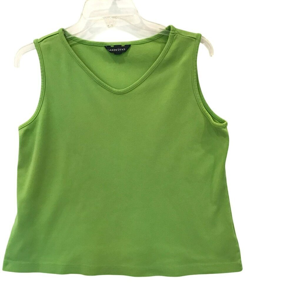 Lands' End Sleeveless Tank Cotton Boxy Women's Sz M 10-12 Lime Green Activewear